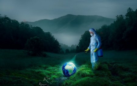 地球消毒创意图片