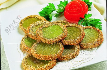 豫菜绿茶佛饼图片