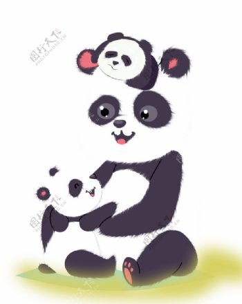 熊猫一家三口图片