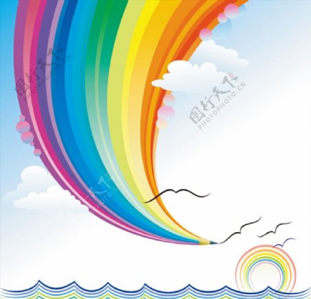 绚丽的彩虹矢量图片
