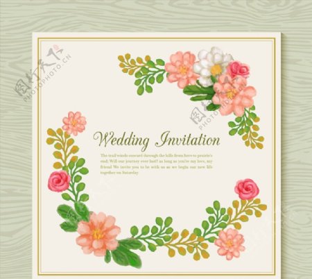 花卉婚礼邀请卡图片