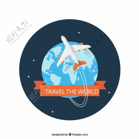 环球旅行插画图片
