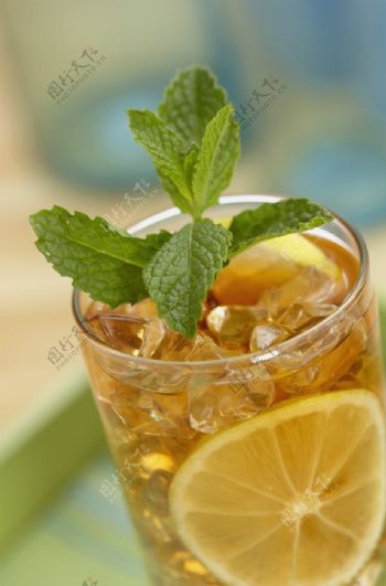 冰柠檬茶饮料饮品背景素材图片