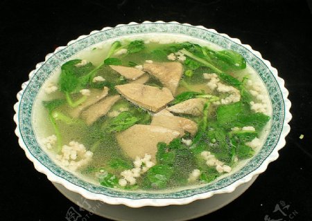 肉沫猪肝青菜汤图片