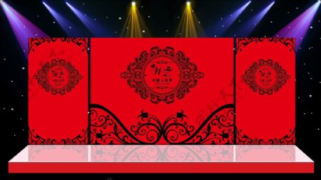 红色主体婚礼现场布置设计源文件图片