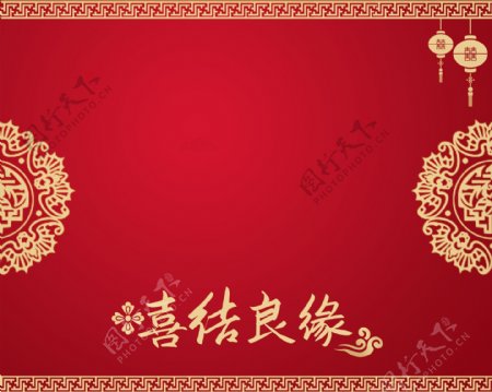 红色婚礼背景图片