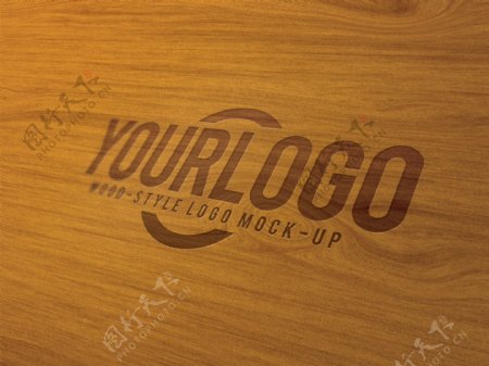木纹背景LOGO样机图片