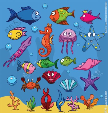 卡通海底生物图片