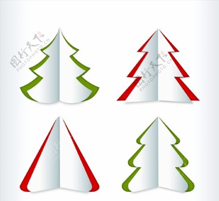 折纸圣诞树矢量图片