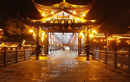 芙蓉镇廊桥夜景图片
