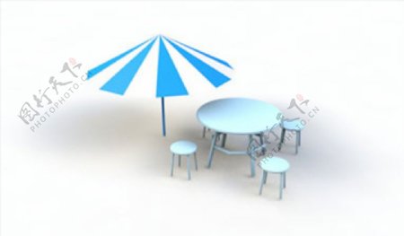 C4D模型桌椅遮阳伞图片