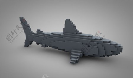 C4D模型鲸鱼积木像素图片