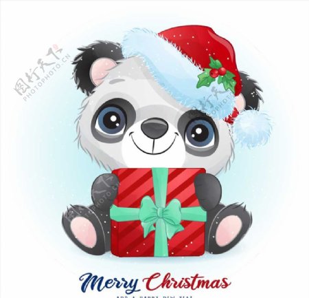 圣诞节熊猫图片