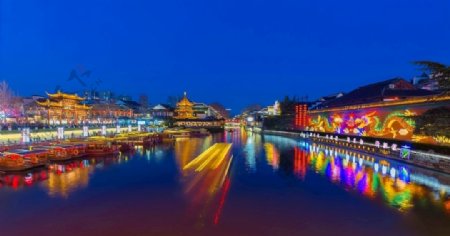 南京秦淮河夜景图片