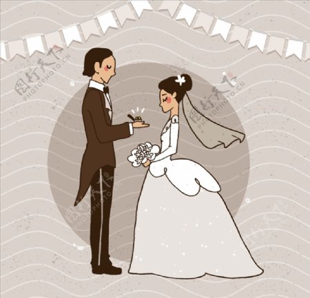 卡通新郎新娘图片